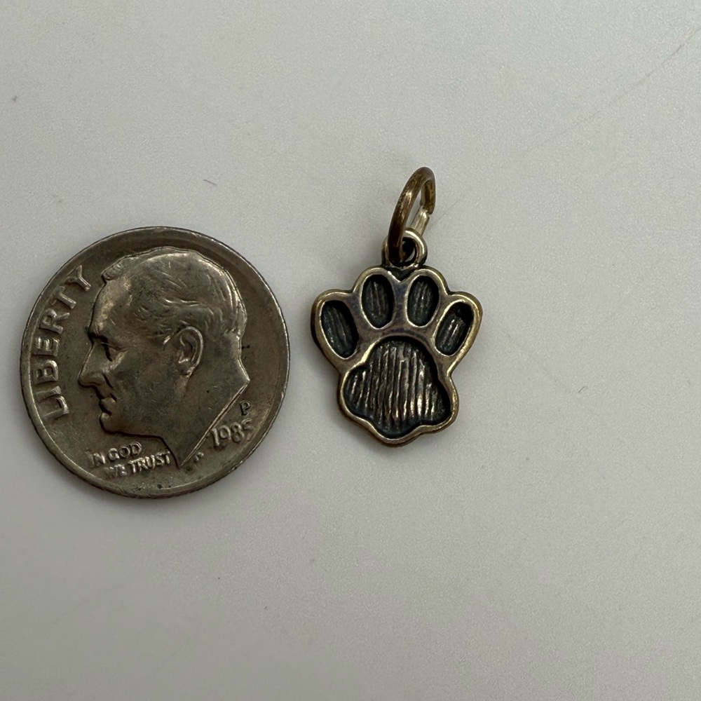 Large Vintage Sterling Silver Dog Paw Print Charm Pendant Canine Pet Lover Gift